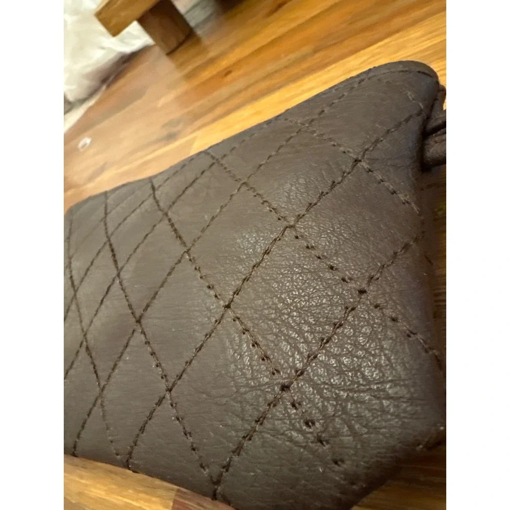 Unbranded Quilted Wristlet Pouch Women Small Brown Excellent Diamond Stitched